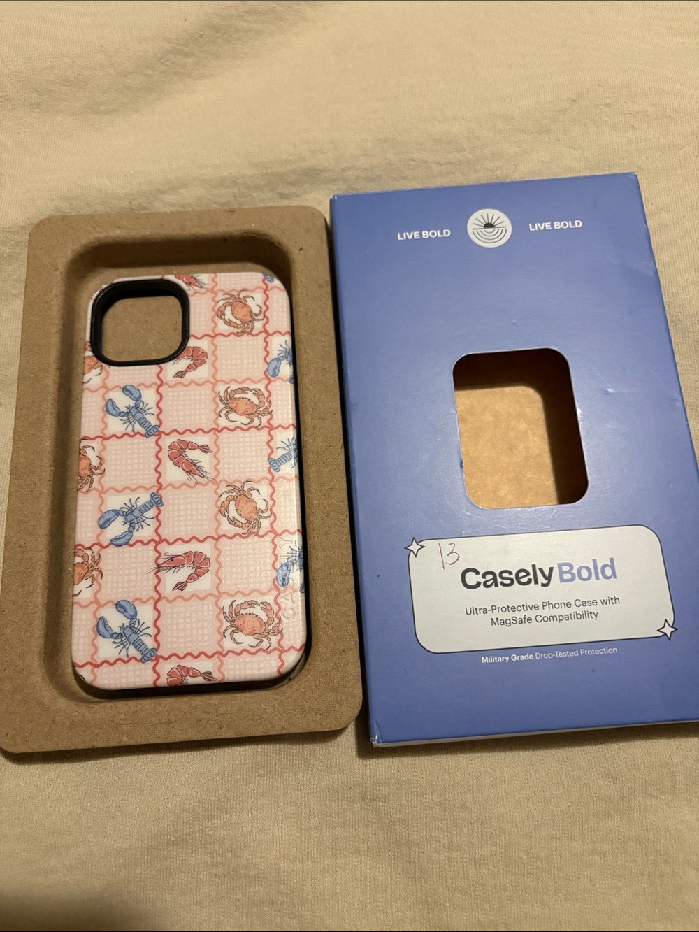 Casely Bold Pink Nautical Crab & Lobster MagSafe Phone Case